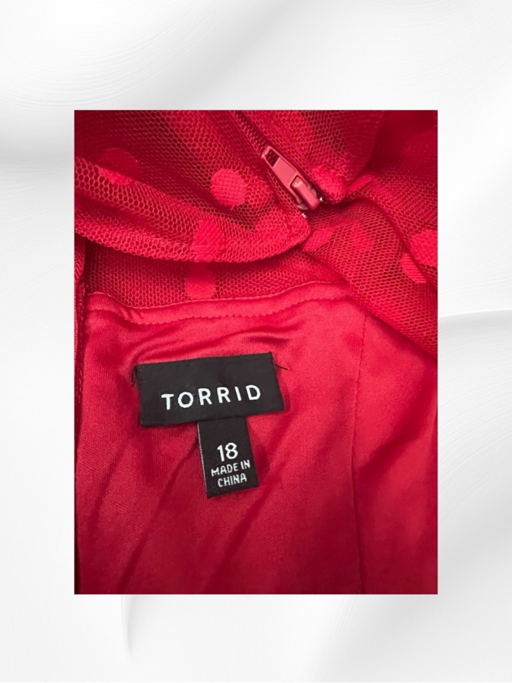 Torrid Red Aline Midi Dress with illusion Polka dot top Size 18 - Picture 3 of 3